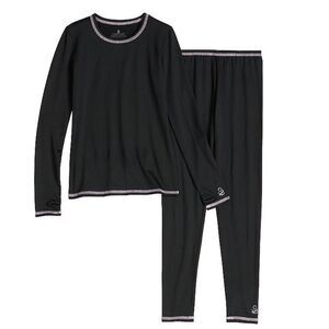 Cuddl Duds Warm Layers 2pc Base Layer Set NEW Comfort Stretch Black L 10/12